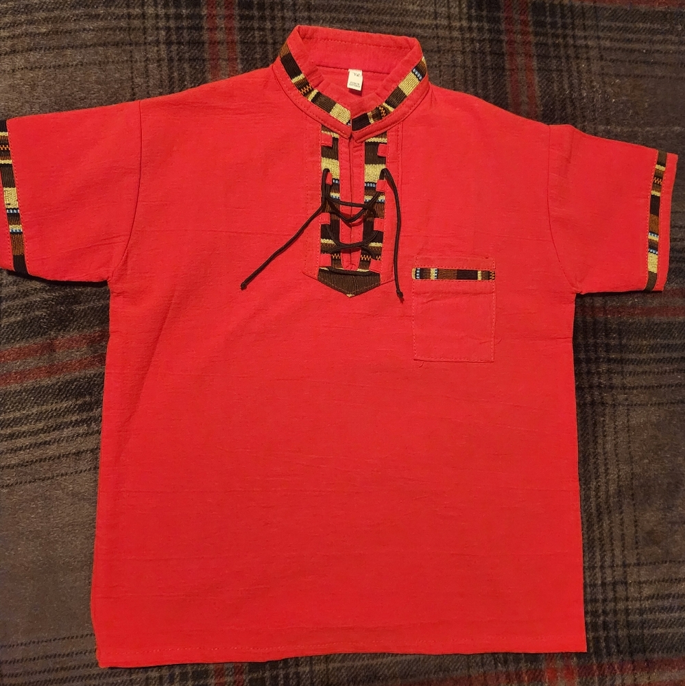 Boys Red Ethnic Casual Shirt